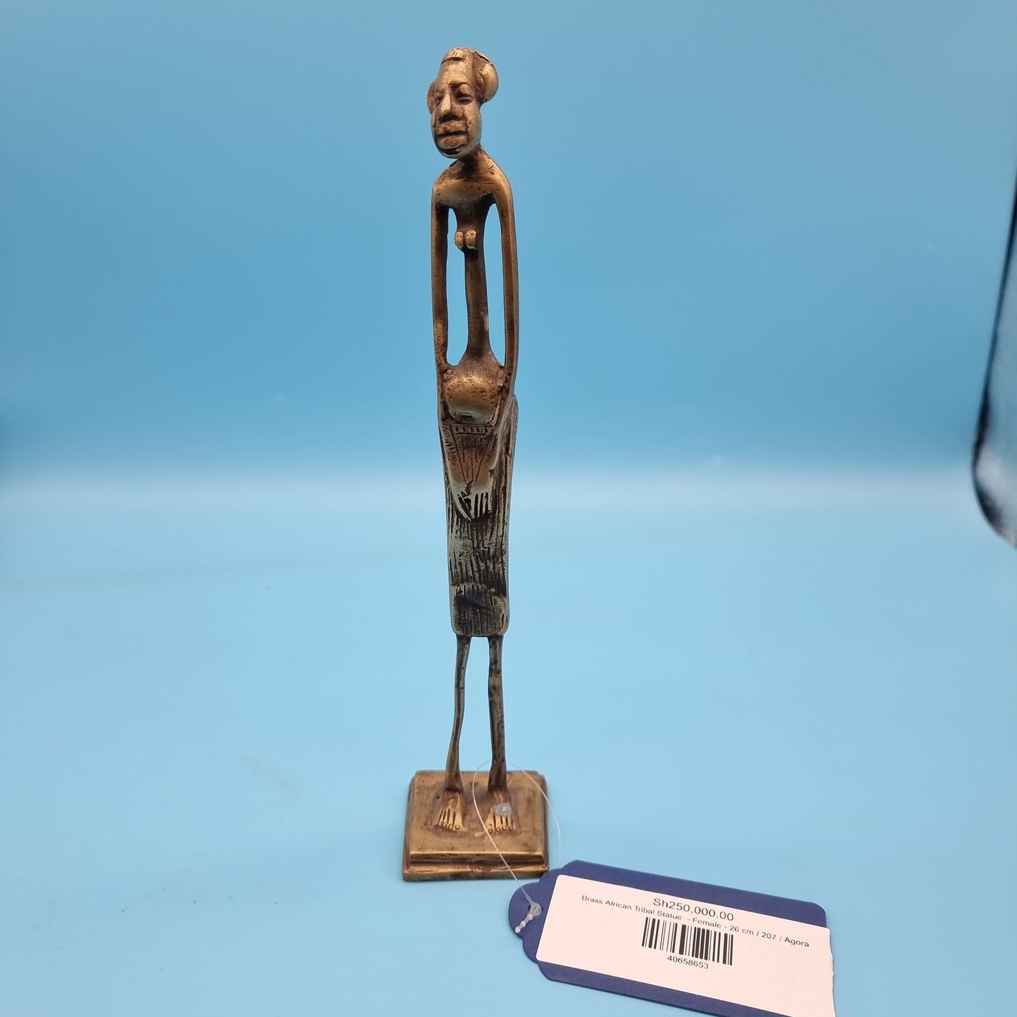 Brass African Tribal Statue - Female - 26 cm