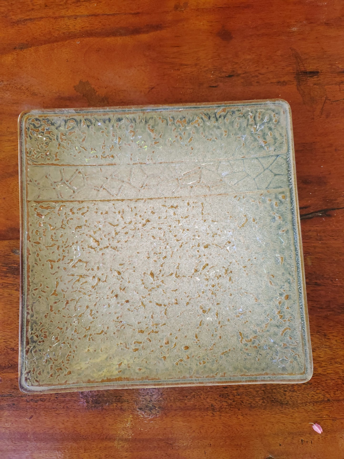 Ceramic Plate - Square - White/Brown