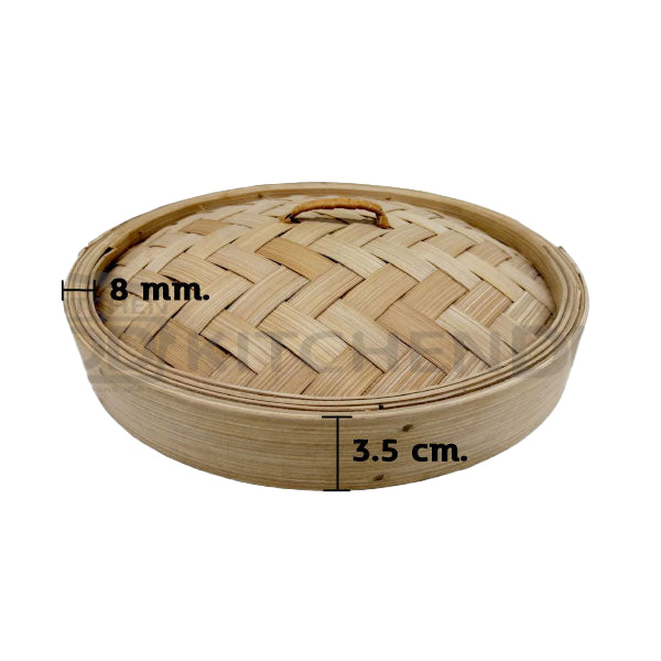 Bamboo Dim sum steamer basket lid 10 inches, height 3.5cm