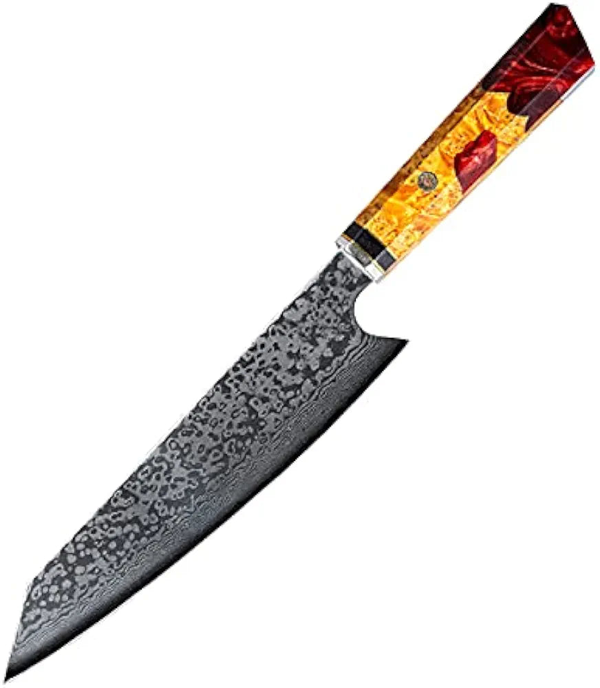 Damascus Knife with Colorful Handle