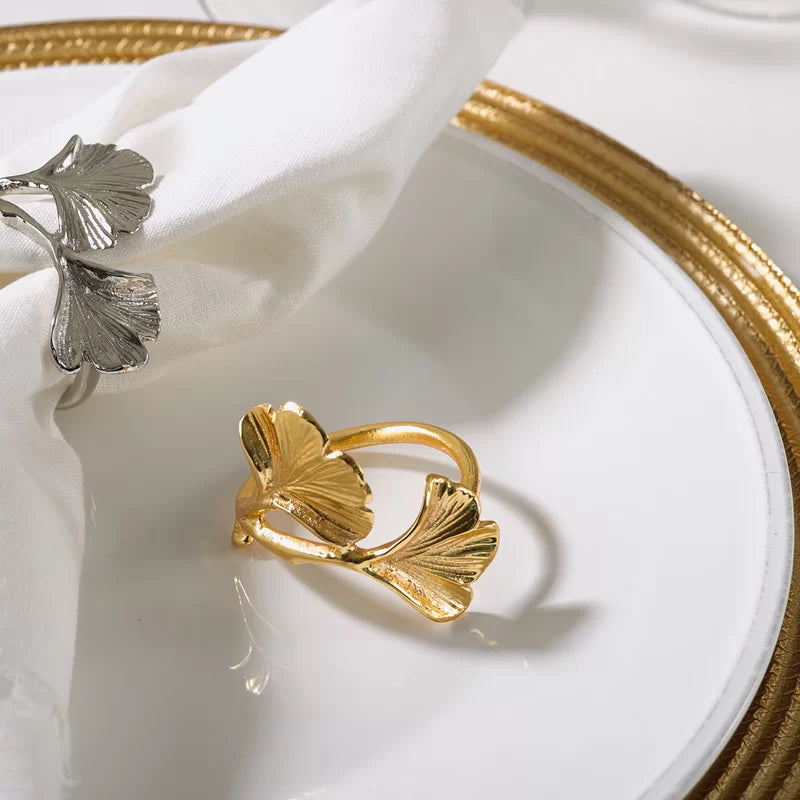 Napkin Ring Ginko Leaf Gold