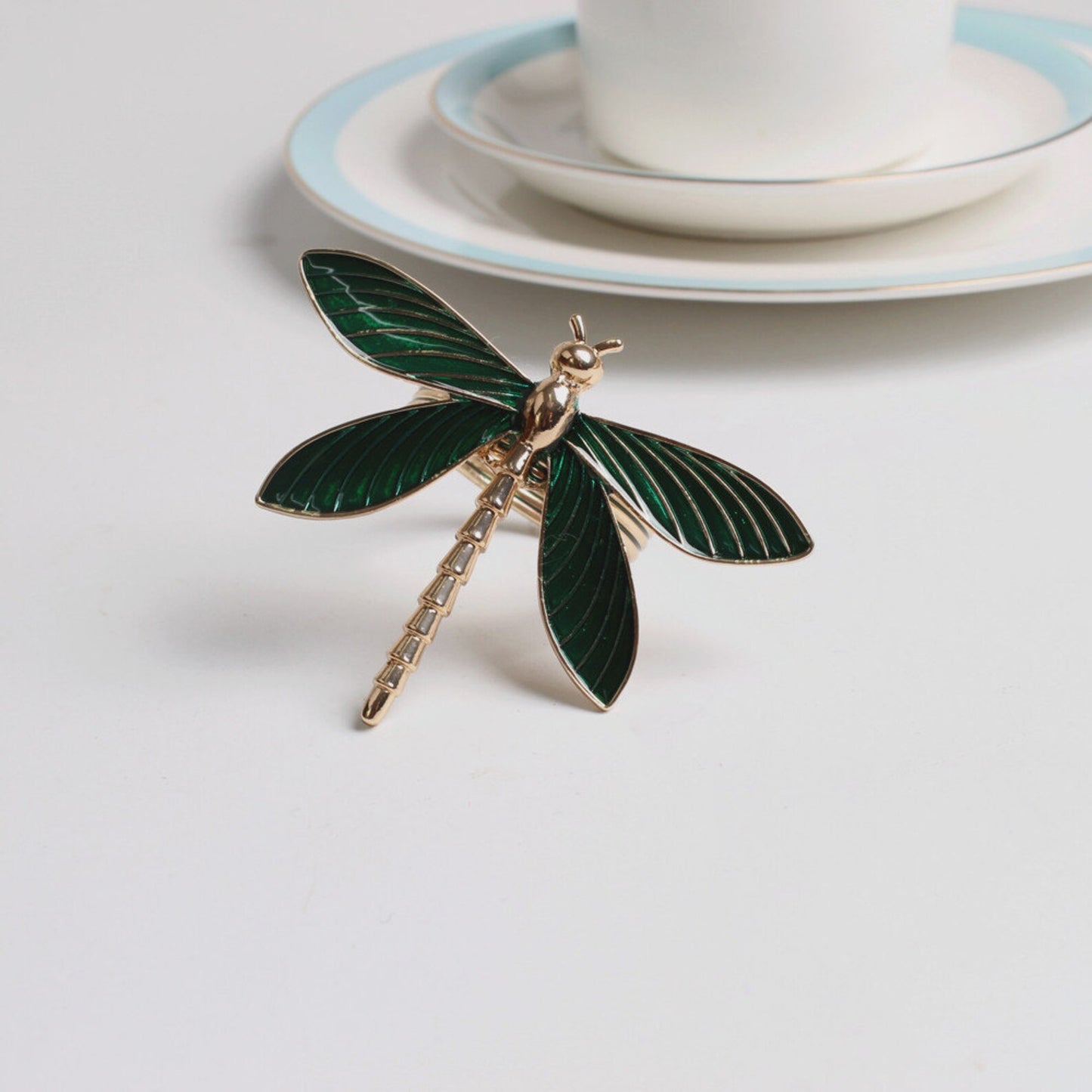 Napkin Ring Green Dragonfly