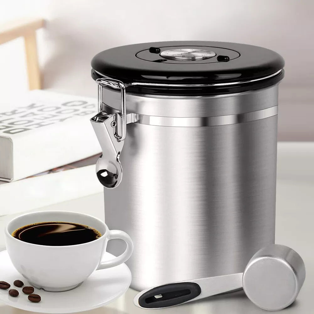 Stainless Steel Coffee Bean Storage Silver