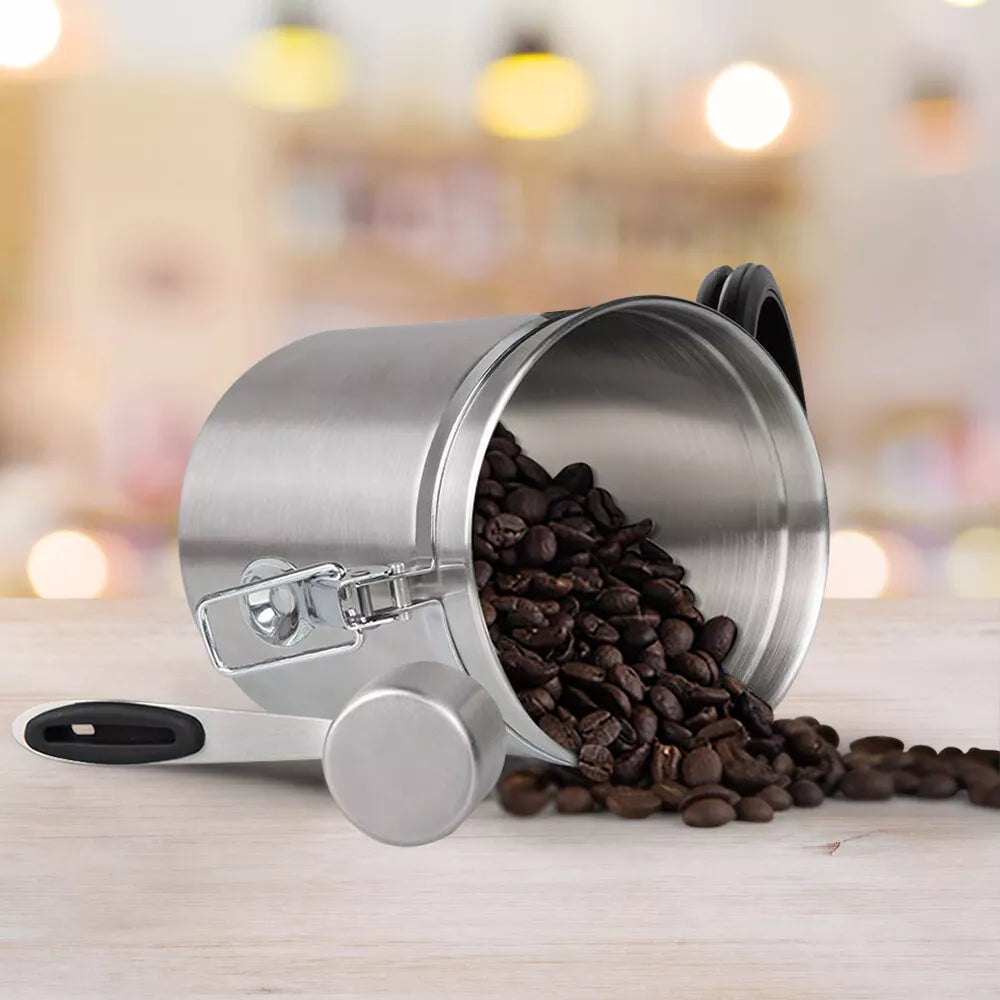 Stainless Steel Coffee Bean Storage Silver