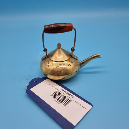 Teapot Brass Decoration 1 with wooden handle 5,5 cm height