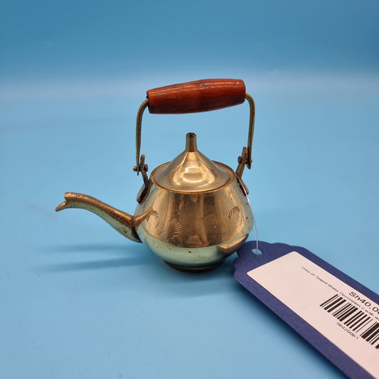 Teapot Brass Decoration 2 with wooden handle 5,5 cm height